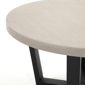 CYRUS OUTDOOR ROUND COFFEE TABLE-BLACK FRAME WITH LIGHT GREY TOP