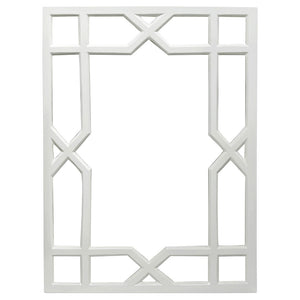 Worlds Away Vero White Lacquer Trellis Mirror