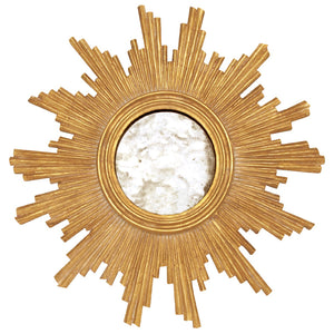 Worlds Away Versailles Small Starburst Framed Mirror – Gold Leaf