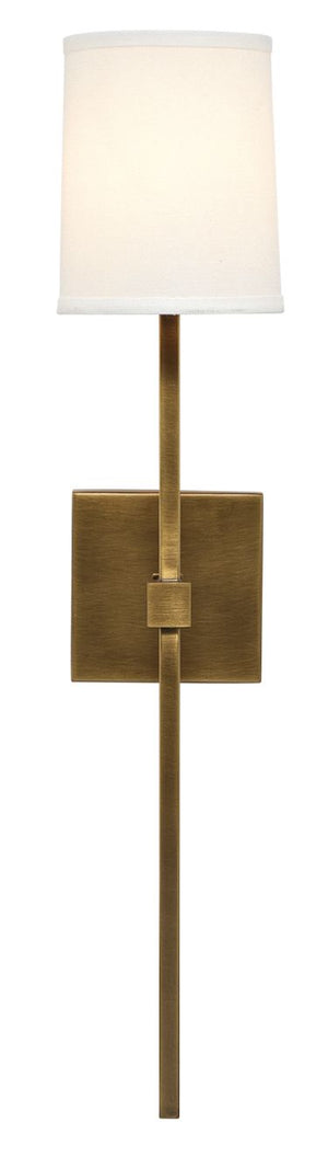 Minerva Wall Sconce in Antique Brass w/ White Linen Shade