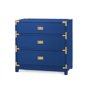 3-Drawer Side Table in Gloss Denim Blue | Victoria Collection | Villa & House