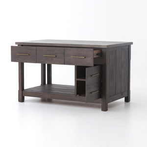 Ian Wood Kitchen Island - Rubbed Black