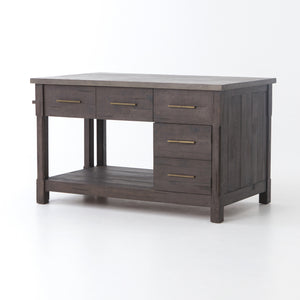 Ian Wood Kitchen Island - Rubbed Black