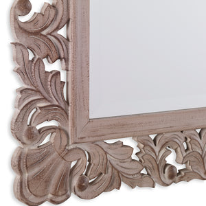 Ornate Scrolled Oval Mirror - Taupe Natural