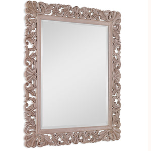 Ornate Scrolled Oval Mirror - Taupe Natural