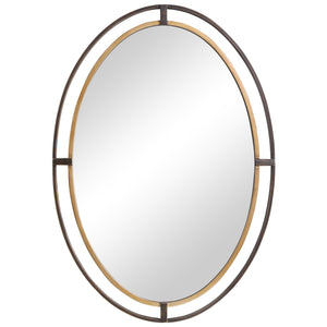 Double Frame Oval Mirror - Rustic Bronze and Antique Gold