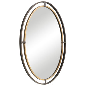 Double Frame Oval Mirror - Rustic Bronze and Antique Gold