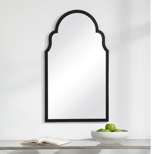 Queen Anne Framed Mirror - Satin Black