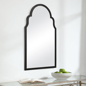 Queen Anne Framed Mirror - Satin Black