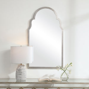 Queen Anne Framed Mirror - Silver Leaf