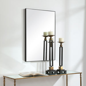 Contemporary Thin Framed Mirror - Black Frame