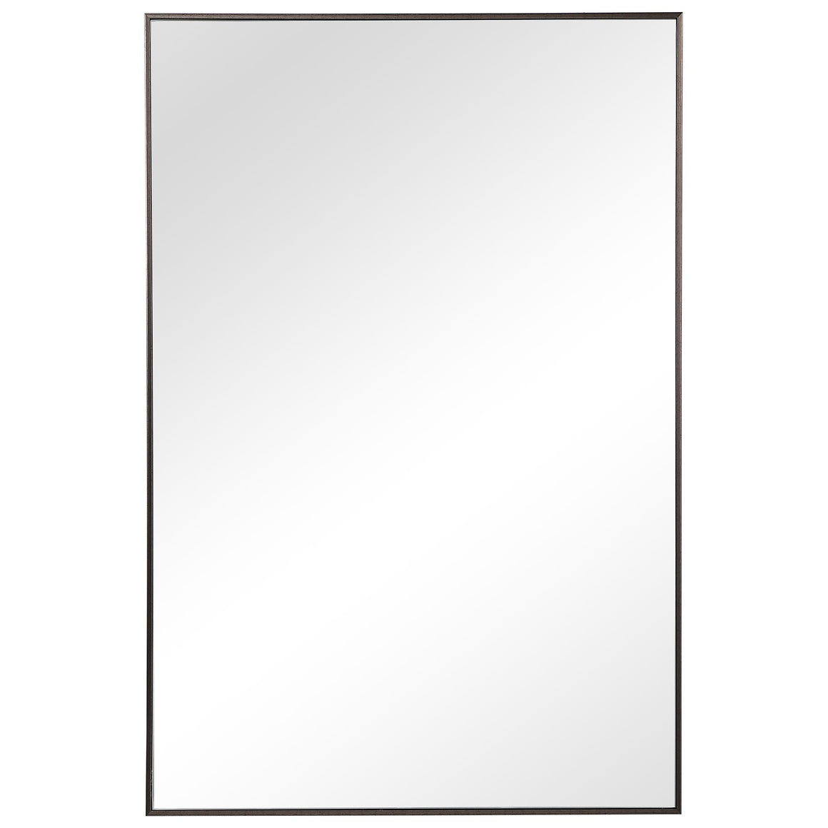 Contemporary Thin Framed Rectangular Mirror - Gunmetal