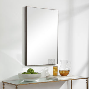 Contemporary Thin Framed Rectangular Mirror - Gunmetal