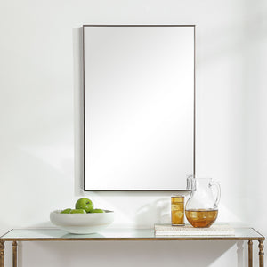 Contemporary Thin Framed Rectangular Mirror - Gunmetal