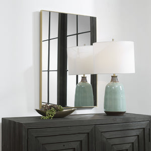 Contemporary Thin Framed Mirror - Gold Finish