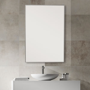 Contemporary Thin Framed Mirror - Silver Finish