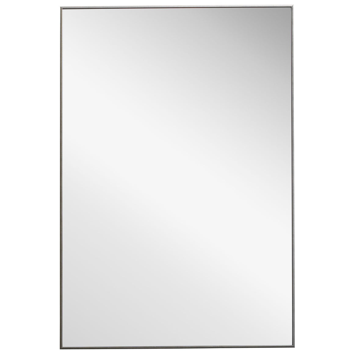 Contemporary Thin Framed Mirror - Silver Finish
