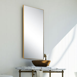 Tall Thin Framed Mirror - Gold Finish