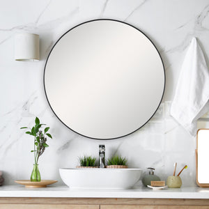Modern Round 34" Mirror - Satin Black Finish