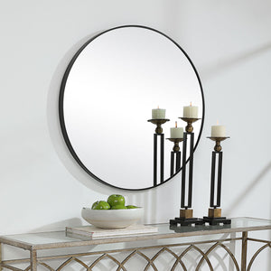 Modern Round 34" Mirror - Satin Black Finish