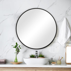 Modern Round Mirror - Matte Black PVC