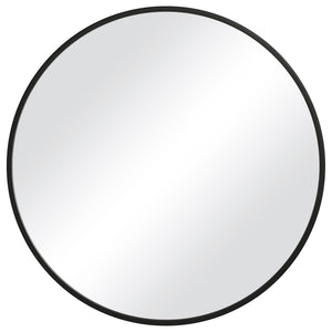 Modern Round Mirror - Matte Black PVC