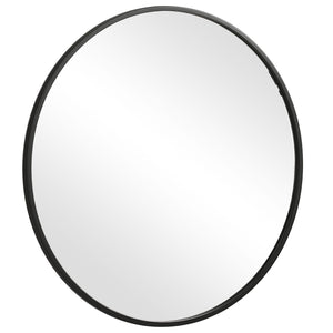 Modern Round Mirror - Matte Black PVC