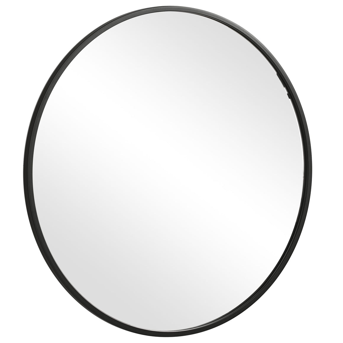 Modern Round Mirror - Matte Black PVC