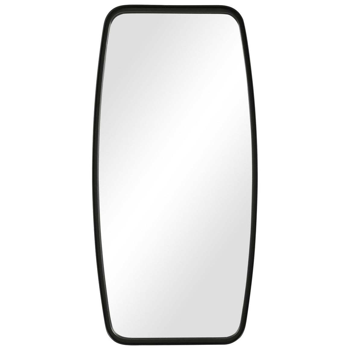 Rounded Corner Rectangular Mirror - Matte Black