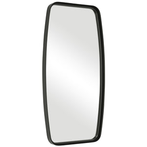Rounded Corner Rectangular Mirror - Matte Black