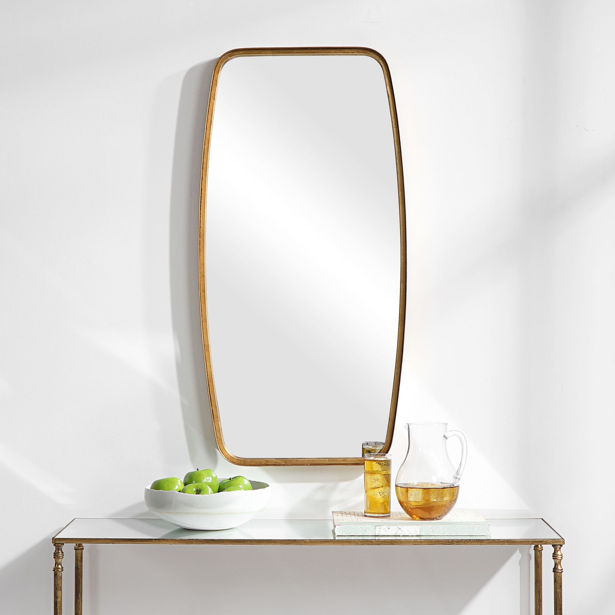 Rounded Corner Rectangular Mirror - Gold Leaf - Scenario Home