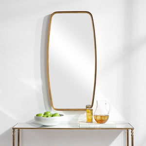 Rounded Corner Rectangular Mirror - Gold Leaf