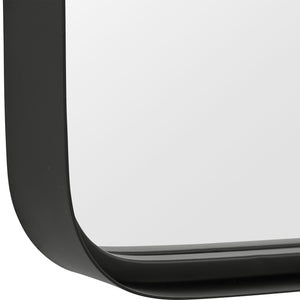 Tall Rounded Corner Rectangular Mirror - Matte Black