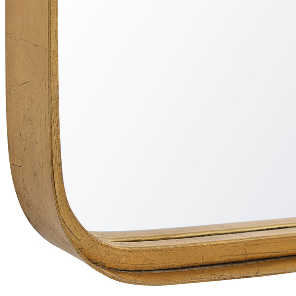 Tall Rounded Corner Rectangular Mirror - Gold Leaf - Scenario Home