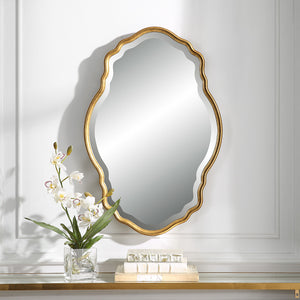 Graceful Curved Edge Mirror - Gold