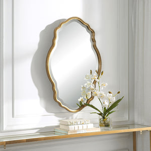 Graceful Curved Edge Mirror - Gold