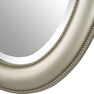 Oval Beaded Mirror - Metallic Silver Finish