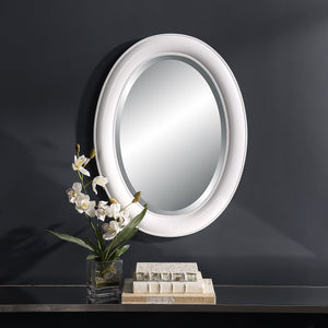 Oval Beaded Mirror - Clean Crisp White