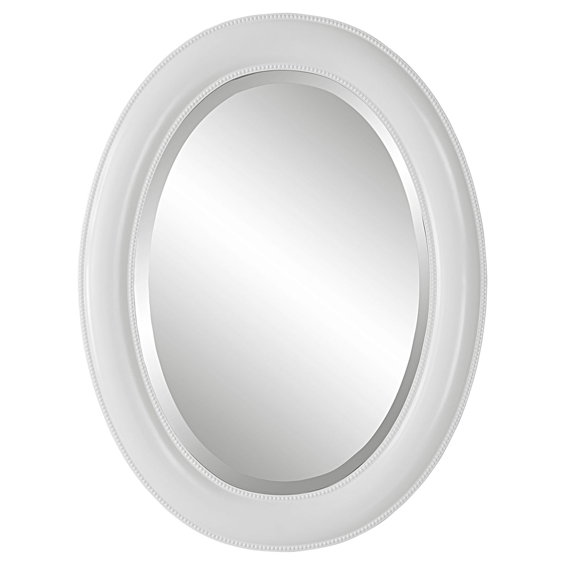 Oval Beaded Mirror - Clean Crisp White