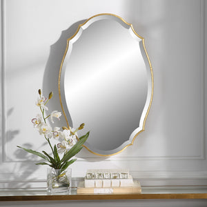 Edged Frame Mirror - Lightly Antique Metallic Gold