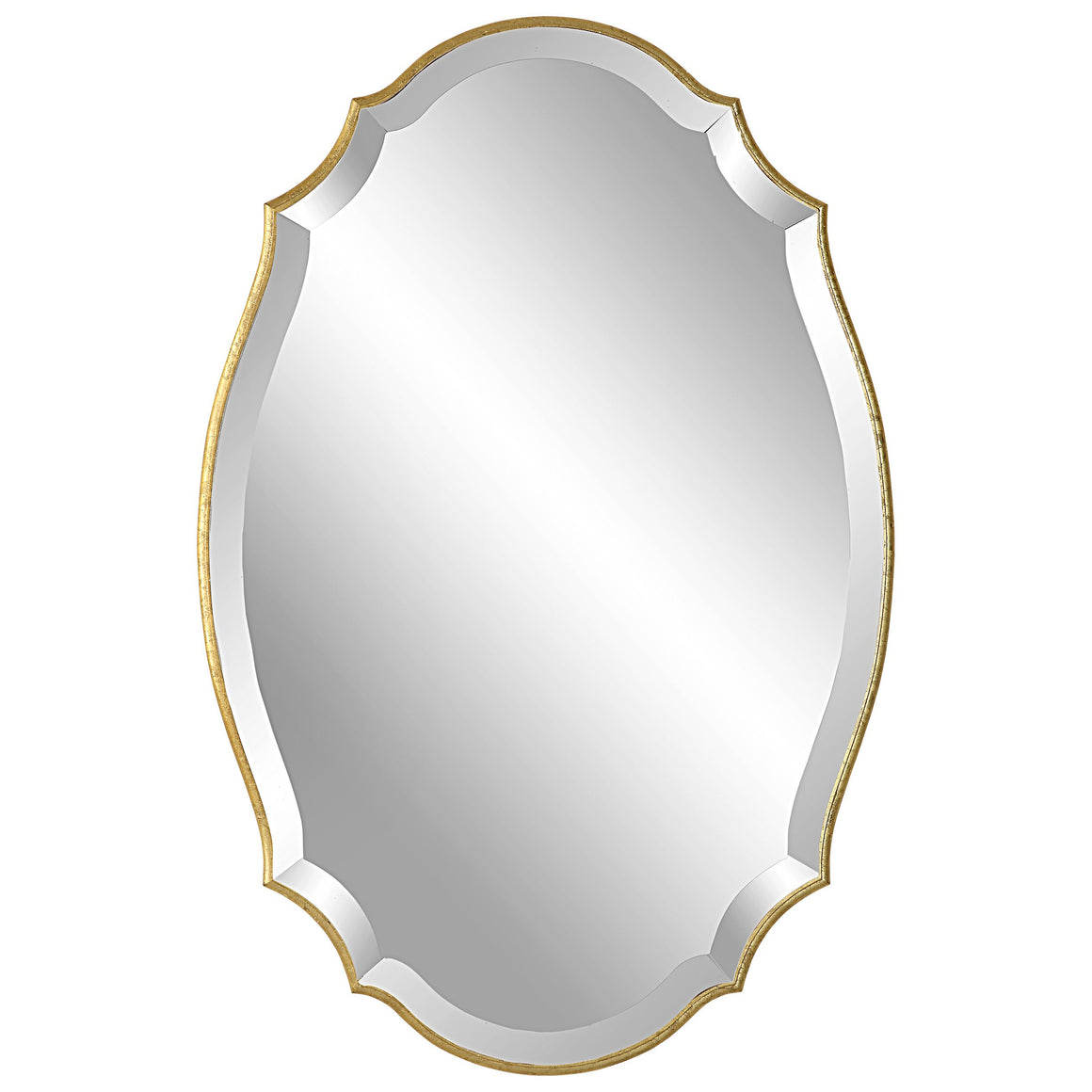 Edged Frame Mirror - Lightly Antique Metallic Gold