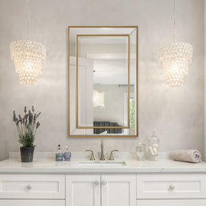 Beveled Mirror with Gold Beading