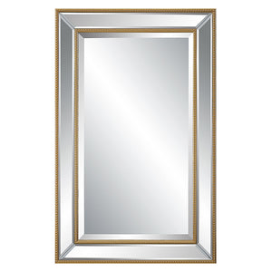 Beveled Mirror with Gold Beading