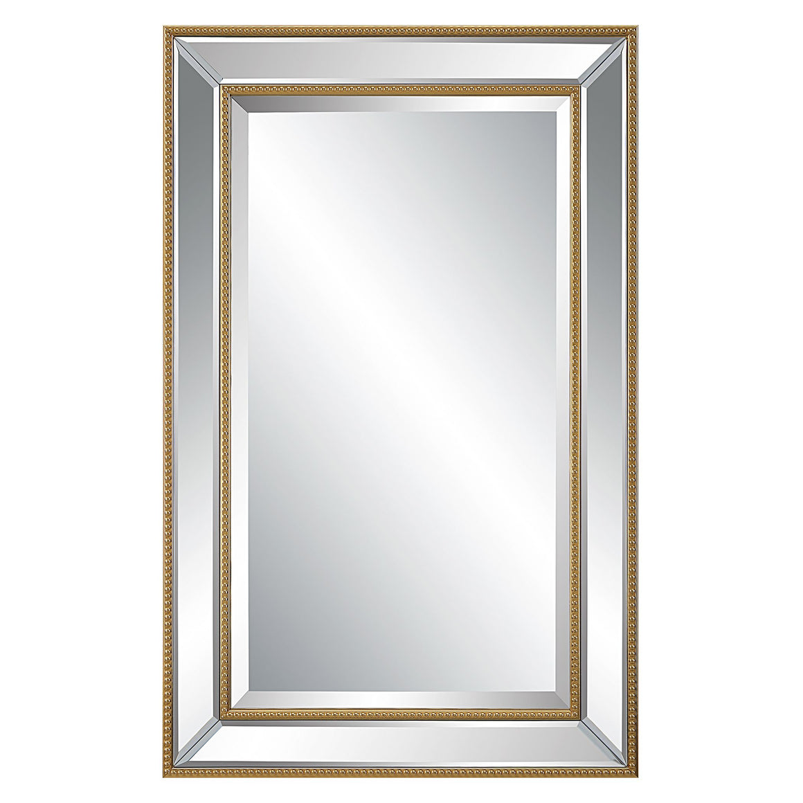 Beveled Mirror with Gold Beading
