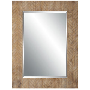 Chevron Pattern Rectangular Wood Mirror