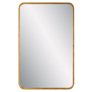 Contemporary Rounded Corner Rectangular Frame Mirror-Gold Leaf