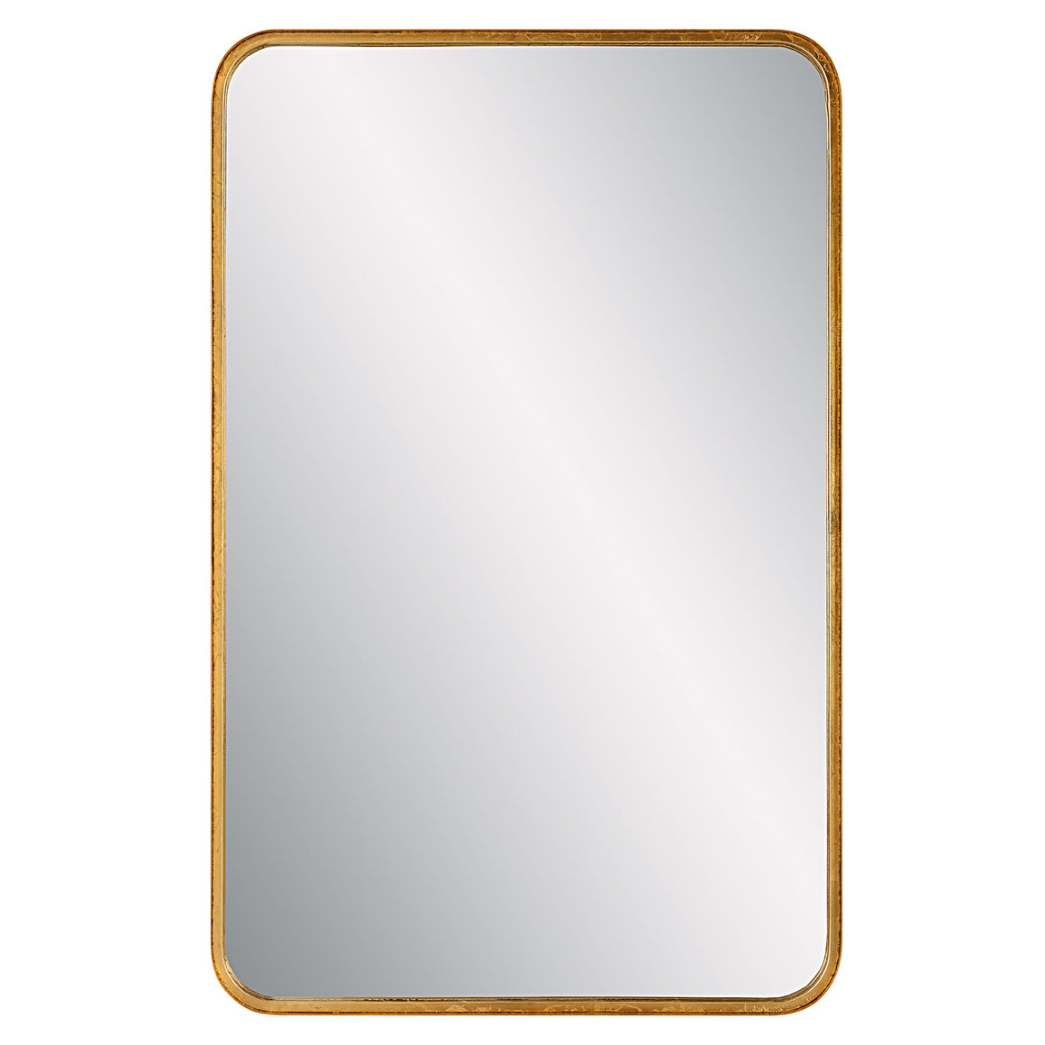 Contemporary Rounded Corner Rectangular Frame Mirror-Gold Leaf
