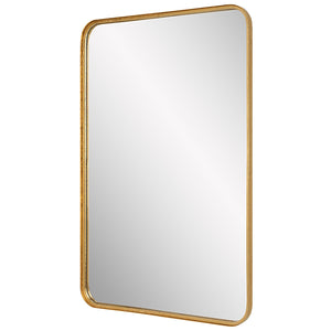Contemporary Rounded Corner Rectangular Frame Mirror-Gold Leaf