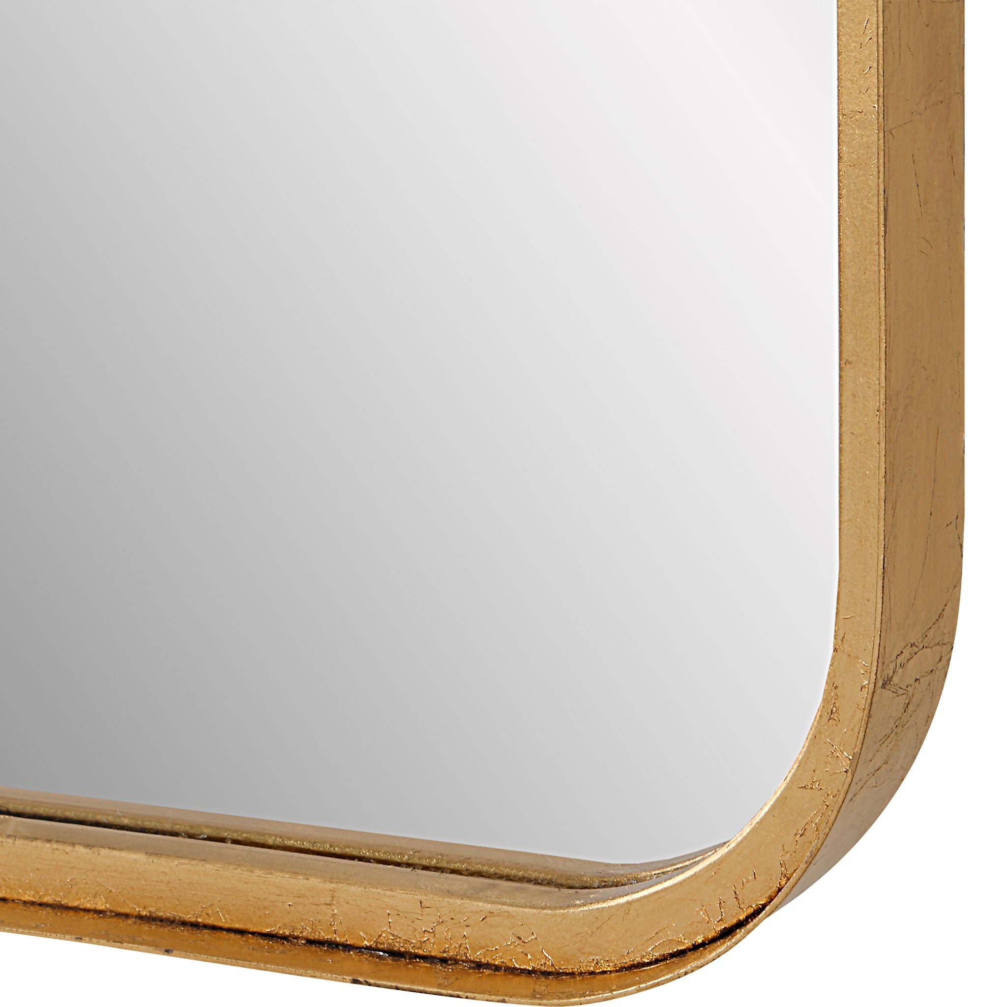 Contemporary Rounded Corner Rectangular Frame Mirror-Gold Leaf ...