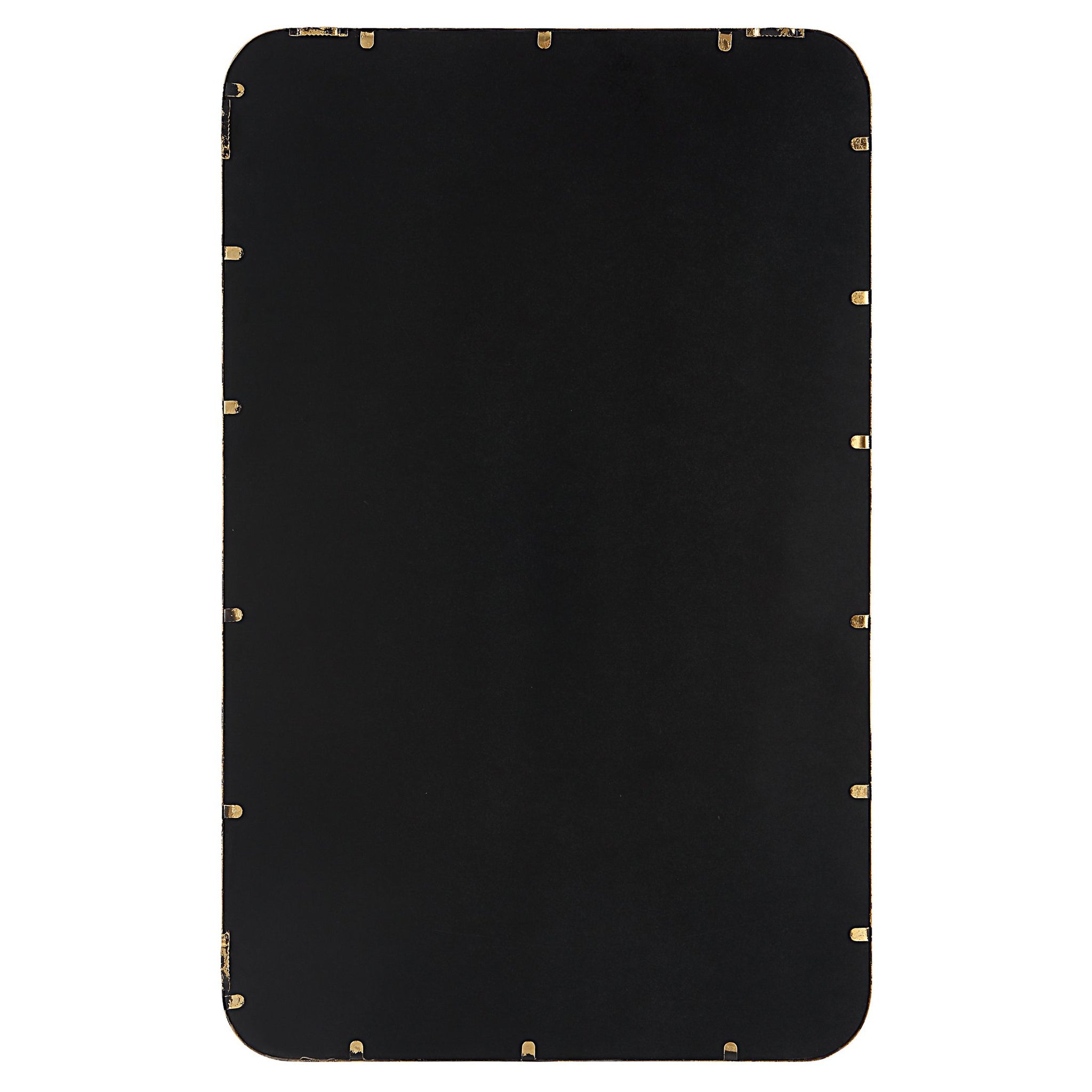 Contemporary Rounded Corner Rectangular Frame Mirror-Gold Leaf ...